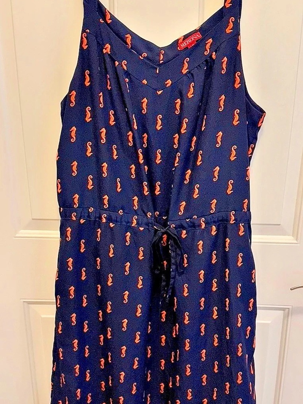 Merona Seahorse Print Sleeveless Drawstring Dress Large
